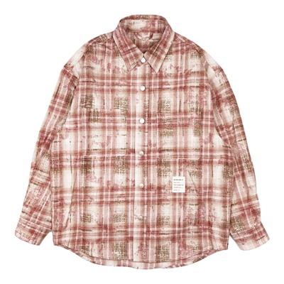 复古美式磨毛格子长袖衬衫外套男