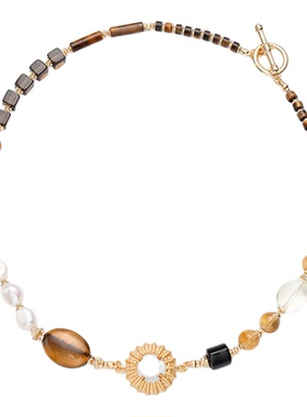 lostinecho虎眼石玛瑙珍珠项链