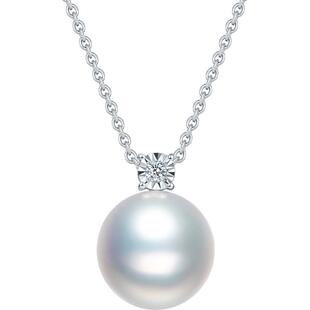 周六福18K淡水珍珠吊坠女爱迪生珍珠近圆白色优雅质感新年礼物