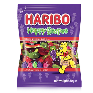 Haribo哈瑞宝快乐葡萄味软糖80克果汁橡皮糖果儿童德国网红零食