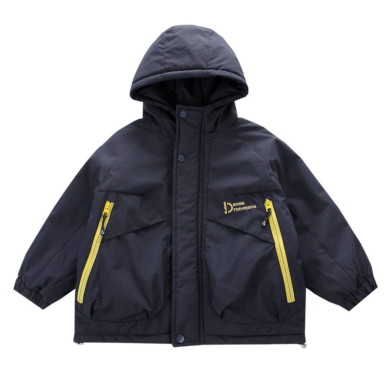 冬季男童加绒加厚红色派克棉服