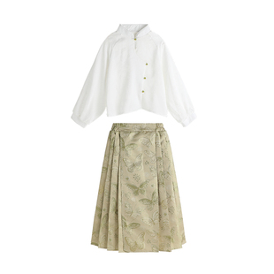 布丁哈鲁童装夏装女童洋气2026夏季新款新中式国风休闲马面裙套装