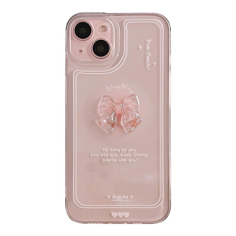 立体水晶蝴蝶结适用iPhone16pro max新款15plus苹果13手机壳xr/xsmax女款透明14全包防摔iph