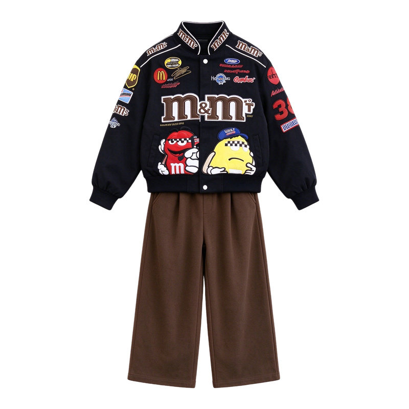 女童加厚棒球服套装秋冬款女孩棉服外套加绒裤子两件套中大童冬装
