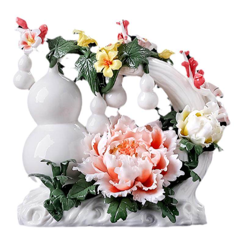 东方泥土《福临门》陶瓷花摆件