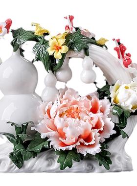 东方泥土《福临门》陶瓷花摆件