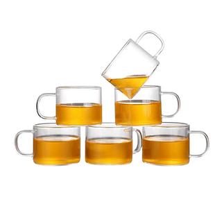 玻璃小茶杯耐高温主人杯单杯加厚带把功夫茶2-4-8-12只杯套装茶具