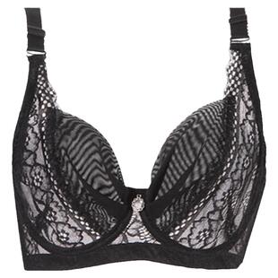 加肥加大码文胸夏超薄款200斤胖mm聚拢收副乳胸罩无海绵透明内衣C