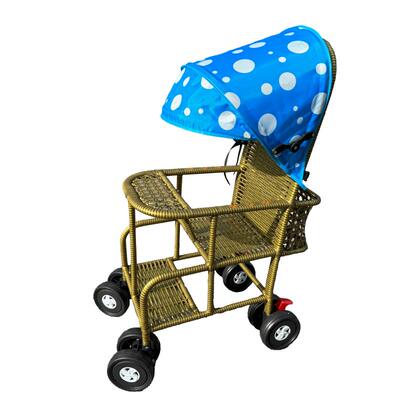 溜娃竹藤婴儿推车加大加宽小推车