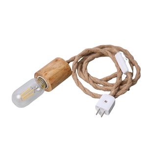 创意原木小吊灯卧室床头灯北欧简约复古民宿餐厅吧台实木麻绳吊灯