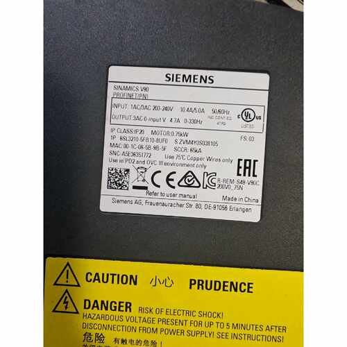 议价西门子驱动器6SL32105FB108UF0成色不错轻维修