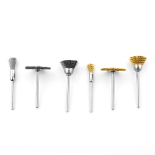 钢丝刷迷你电动钢丝轮铜丝刷文玩抛光电磨头不锈钢丝刷除锈神器