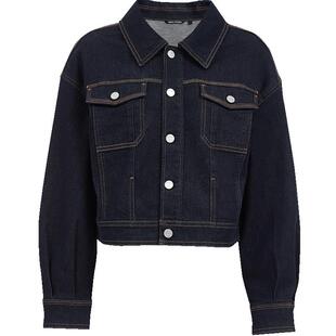 【ONLY奥莱】春季翻领撞色明线装饰翻盖贴袋短款牛仔工装外套女