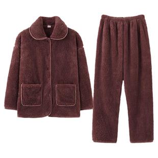 2024年新款秋冬季睡衣女士妈妈珊瑚绒中老年人老人加厚加绒家居服