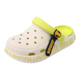 大黄蜂儿童洞洞鞋男童拖鞋夏季防滑2025男孩新款凉鞋软底沙滩凉拖