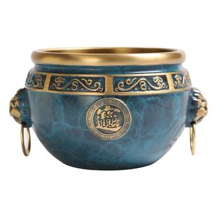 狮头双耳黄铜故宫缸仿古中式家居工艺品创意聚宝盆摆件存钱罐礼品