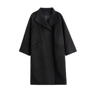 INSOMNIA失眠者 秋冬立体落肩阔版翻领羊毛混纺宽松长款大衣外套