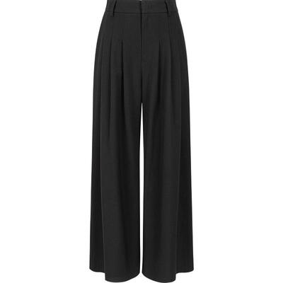 KBNE休闲裤女黑色阔腿裤2025夏季宽松慵懒风高腰垂感又a又飒裤子