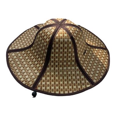 大檐六片拼接折叠透气凉席草帽