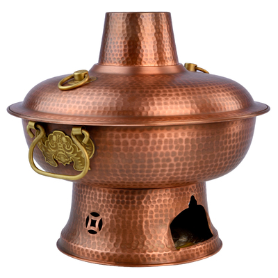 隆顺铜艺老式木炭纯紫铜加厚铜锅