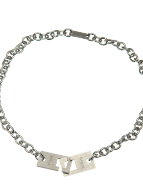 GuangYu设计感小众双扣方牌项链