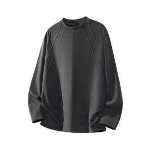 德绒长袖t恤男秋季美式潮牌解构拼接宽松休闲大码男装上衣打底衫