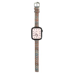 壳里斯iwatch表带S10编织纹皮革小蛮腰细款S5夏天S6小众新款s9适用SE苹果Applewatch手表S8高级感S7华为Ultra