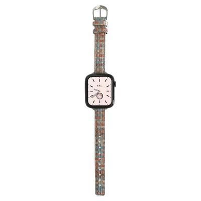 适用iwatch表带编织纹皮革小蛮腰