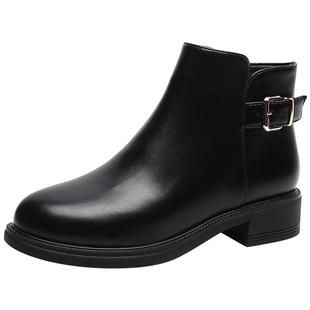 木林森女鞋英伦风小众显瘦马丁靴2025秋冬新款侧拉链休闲百搭短靴