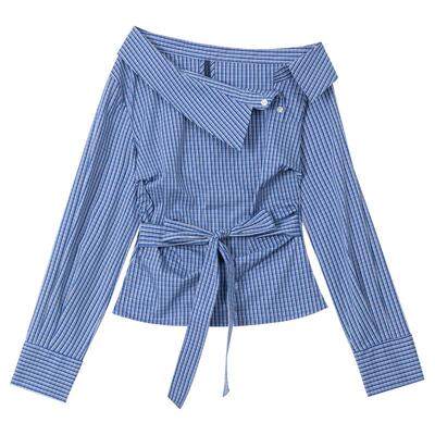 KEIKOmiu系斜领露肩长袖衬衫