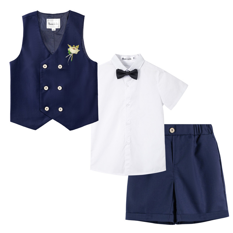 男童英伦风西装马甲礼服套装夏季