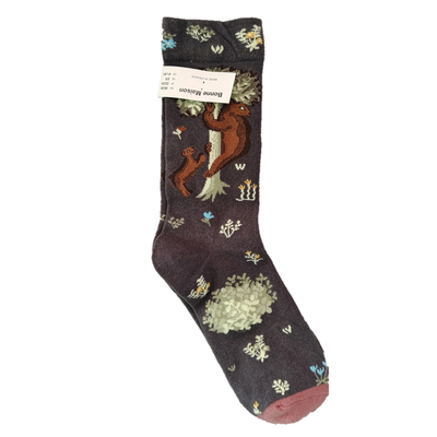 法国小众BM女士中筒袜棉四季款趣味油画风多巴胺彩色袜子网红潮袜