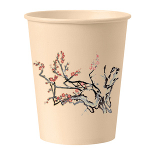 梅兰竹菊一次性纸杯本色加厚家用办公食品级耐高温无异味冷热杯