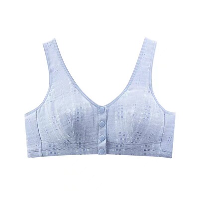 老年胸罩大码夏季纯棉美背薄款中老年小背心内衣前开扣无钢圈文胸