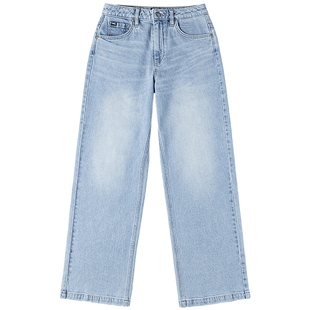 【张凌赫代言】Lee26春夏新品懒懒裤428舒适直筒牛仔裤浅蓝色女潮