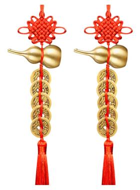 纯铜葫芦五帝钱门对门挂件朱砂