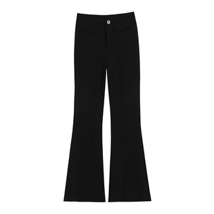 黑色微喇西装裤女2025新款高级感垂感小个子高腰显瘦阔腿喇叭裤子