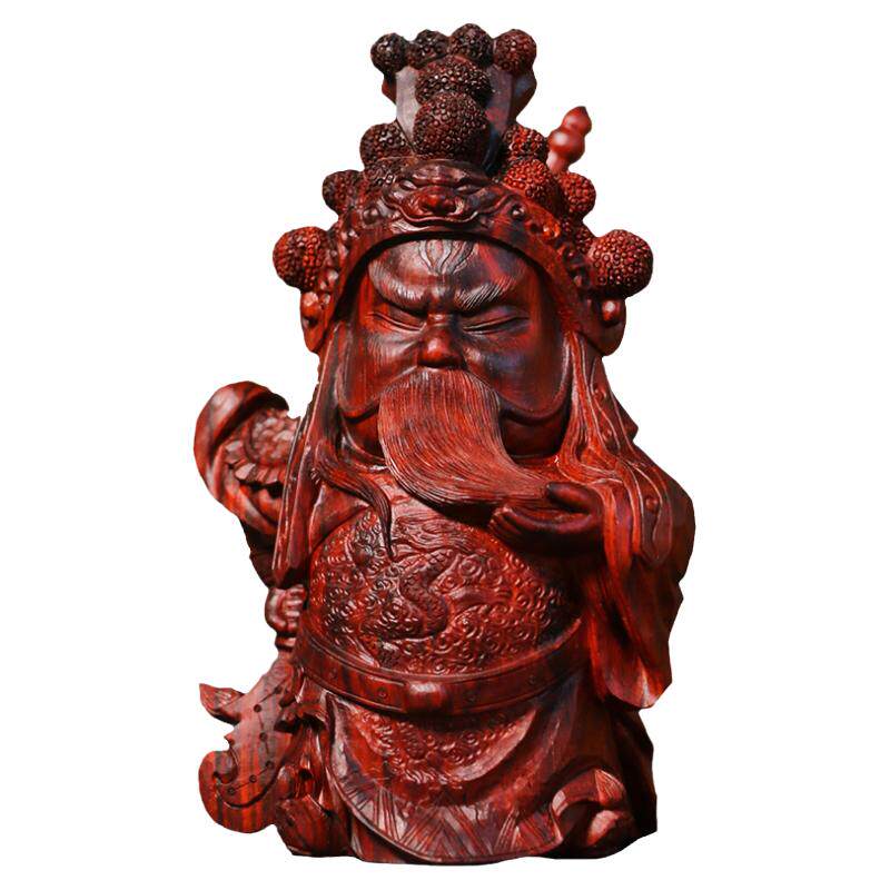 印度小叶紫檀纯手工雕刻京剧关公