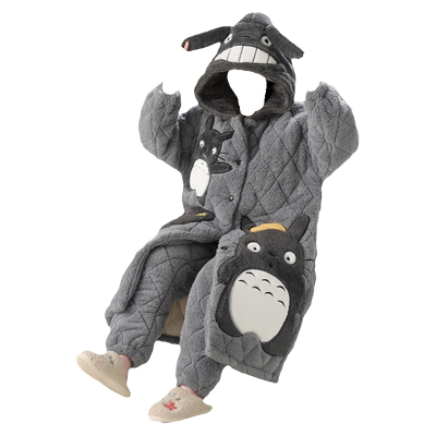 2023年珊瑚绒睡袍三层夹棉女