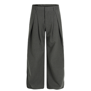 2Messages 老钱风弯刀A字阔腿西裤 男女复古立体褶垂感设计感长裤