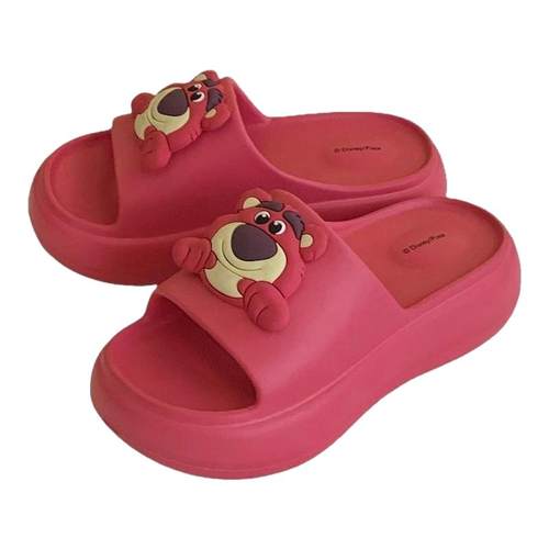 细细条 迪士尼草莓熊拖鞋女士夏季外穿防滑时尚可爱EVA厚底凉拖鞋