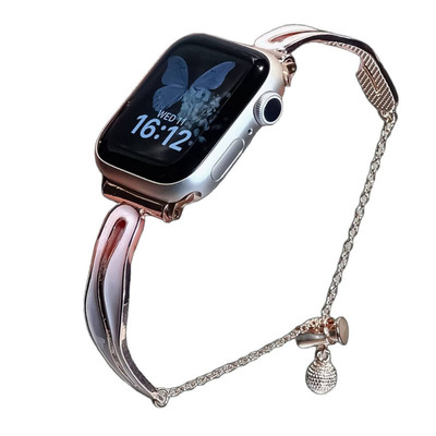 适用苹果表带iwatch金属铜滴油不规则镂空链条款Applewatch手表带