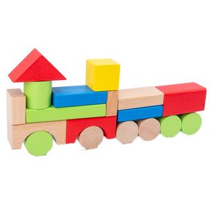 幼儿童早教木制实木正方体小小建筑师积木益智拼装玩具形状认知