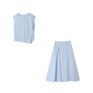 XWI欣未极简风莱赛尔凉感套装女2026年夏季新款度假半身裙两件套