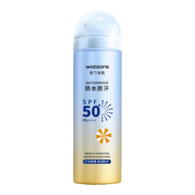 屈臣氏户外艳阳防水防汗高倍防晒喷雾清透SPF50+PA+++150ml