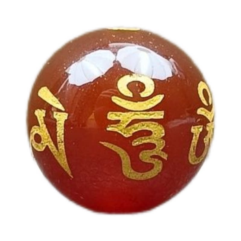红玛瑙烫金六字箴言散珠diy