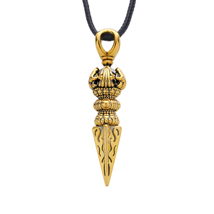 新款如意平安降魔杵黄金吊坠男款黑金男士首饰纯金项链送男友足金