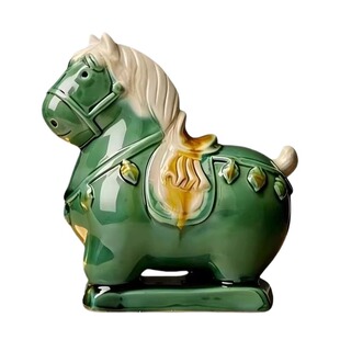 洛阳文创行万里小胖马客厅摆件手工陶瓷工艺品旅游纪念礼物唐三彩