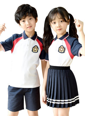 夏季新款短袖两件英伦幼儿园园服