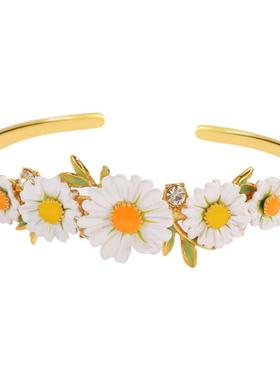 春夏新款白色雏菊开口手镯女